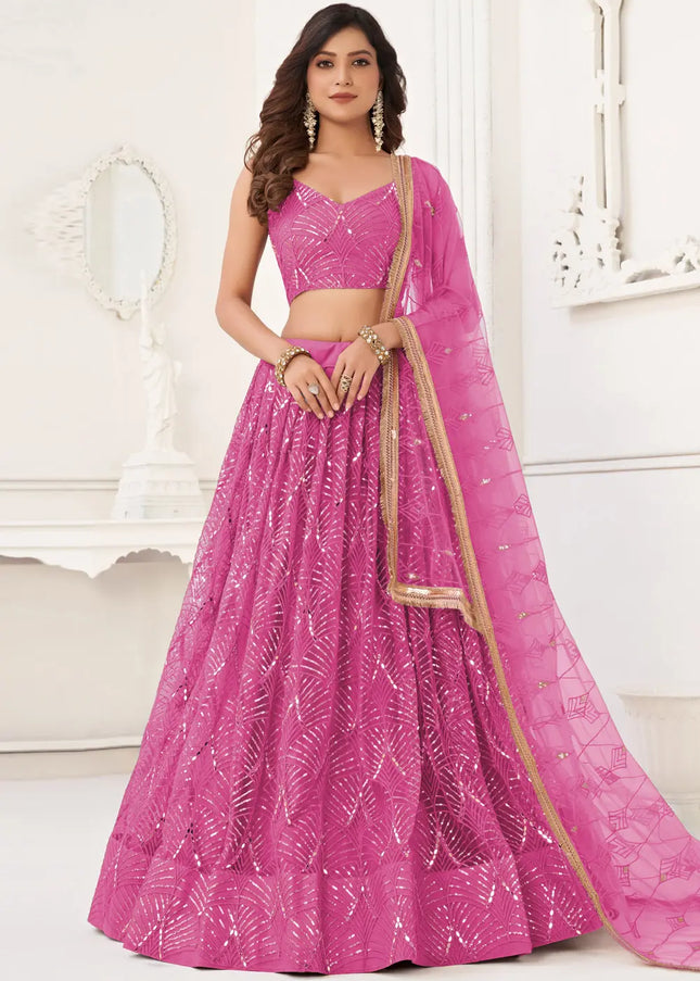 Pink Embroidered Lehenga Choli