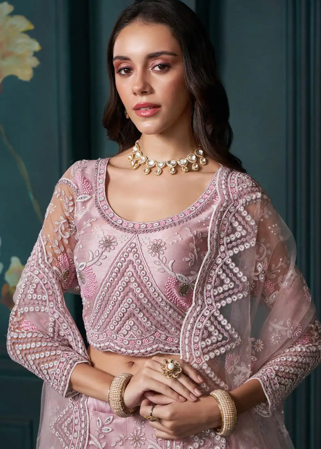 Pink Embroidered Lehenga Choli