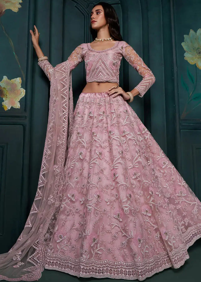 Pink Embroidered Lehenga Choli