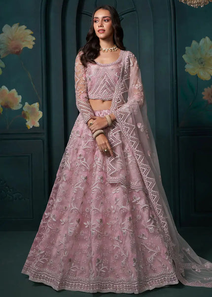 Pink Embroidered Lehenga Choli