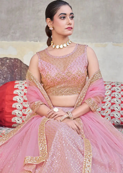 Pink Embroidered Lehenga Choli