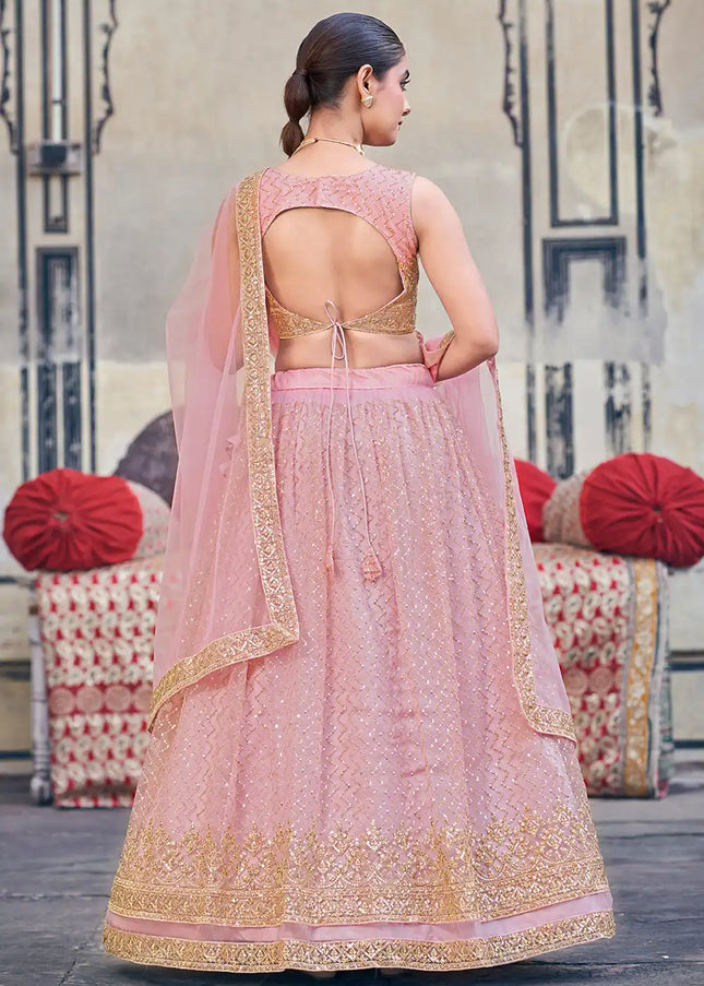 Pink Embroidered Lehenga Choli