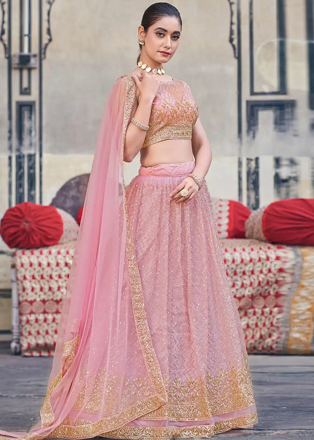 Pink Embroidered Lehenga Choli