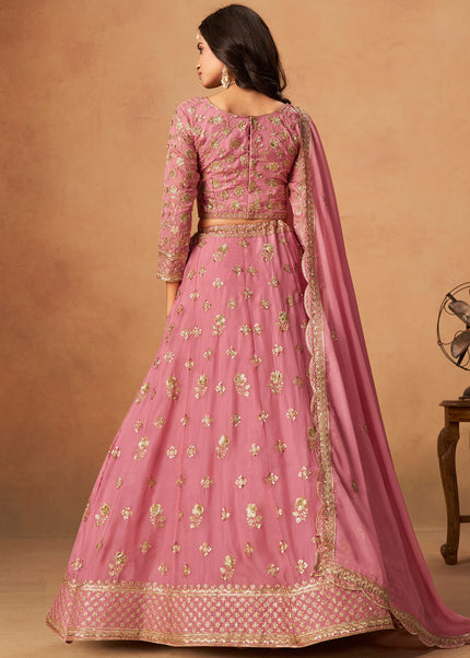 Pink Embroidered Lehenga Choli
