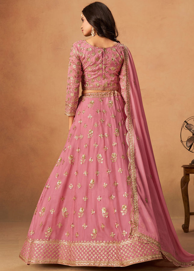 Pink Embroidered Lehenga Choli