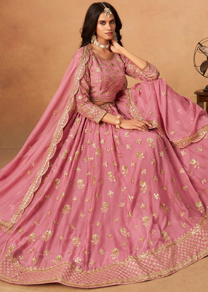 Pink Embroidered Lehenga Choli