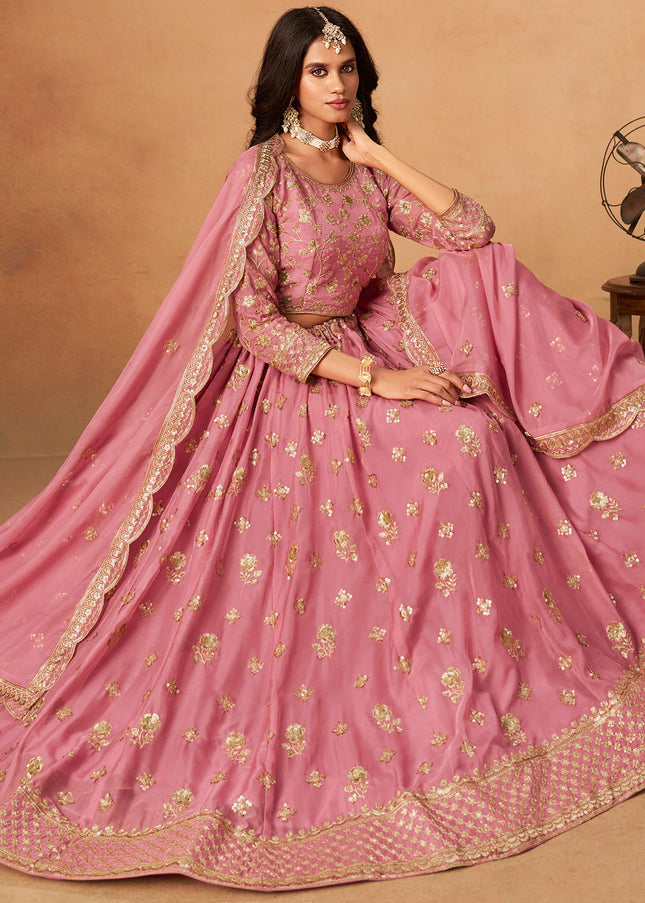 Pink Embroidered Lehenga Choli