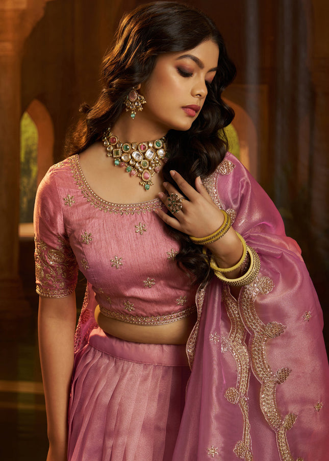 Pink Embroidered Lehenga Choli