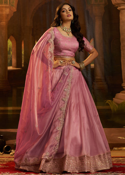 Pink Embroidered Lehenga Choli