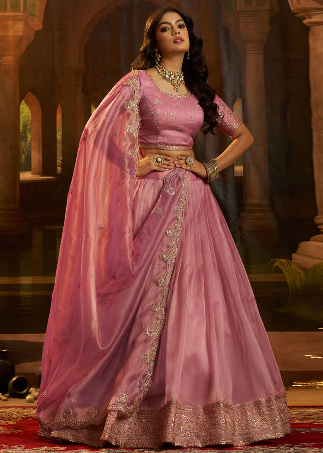 Pink Embroidered Lehenga Choli