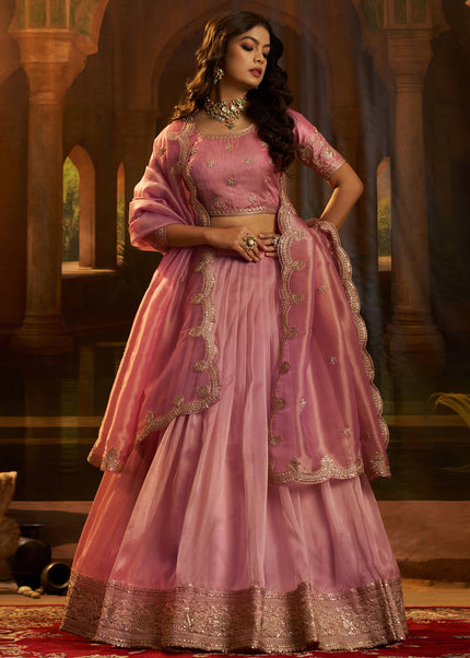 Pink Embroidered Lehenga Choli