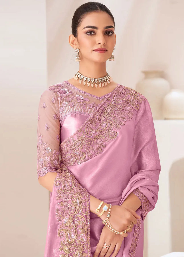 Lavender Embroidered Saree