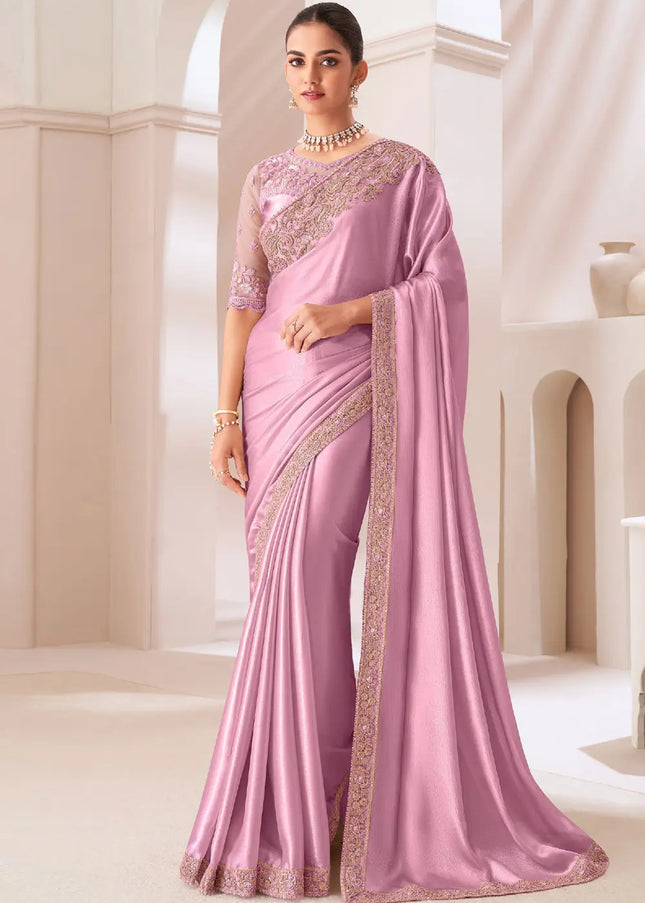 Lavender Embroidered Saree