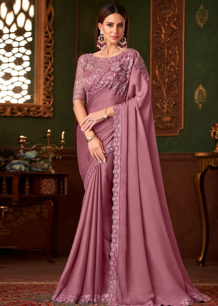 Pink Embroidered Saree