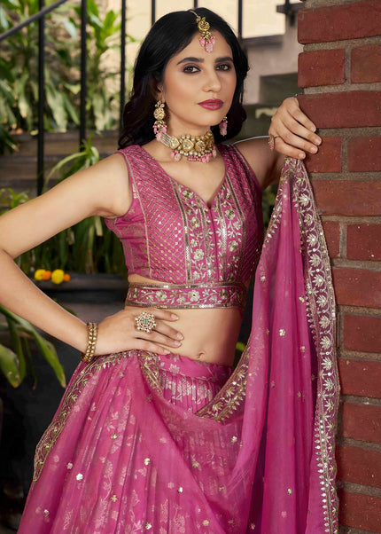 Pink Embroidered Lehenga Choli