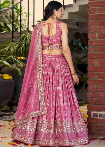 Pink Embroidered Lehenga Choli
