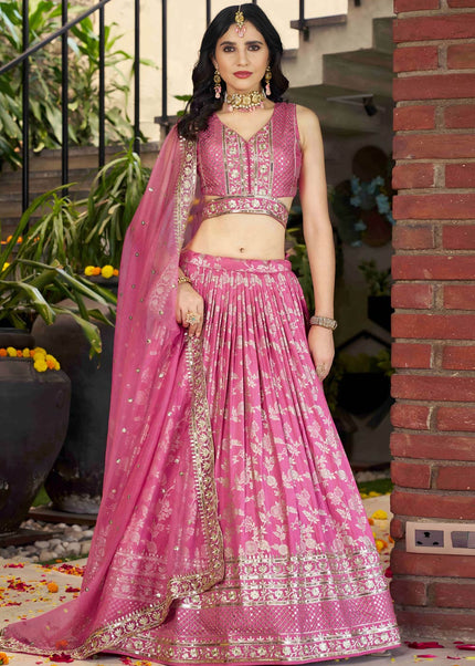 Pink Embroidered Lehenga Choli