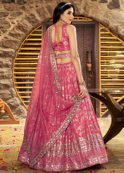 Peach Embroidered Lehenga Choli