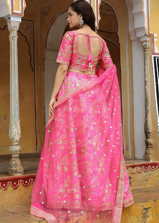 Pink Embroidered Lehenga Choli