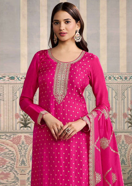 Pink Embroidered Pant Suit