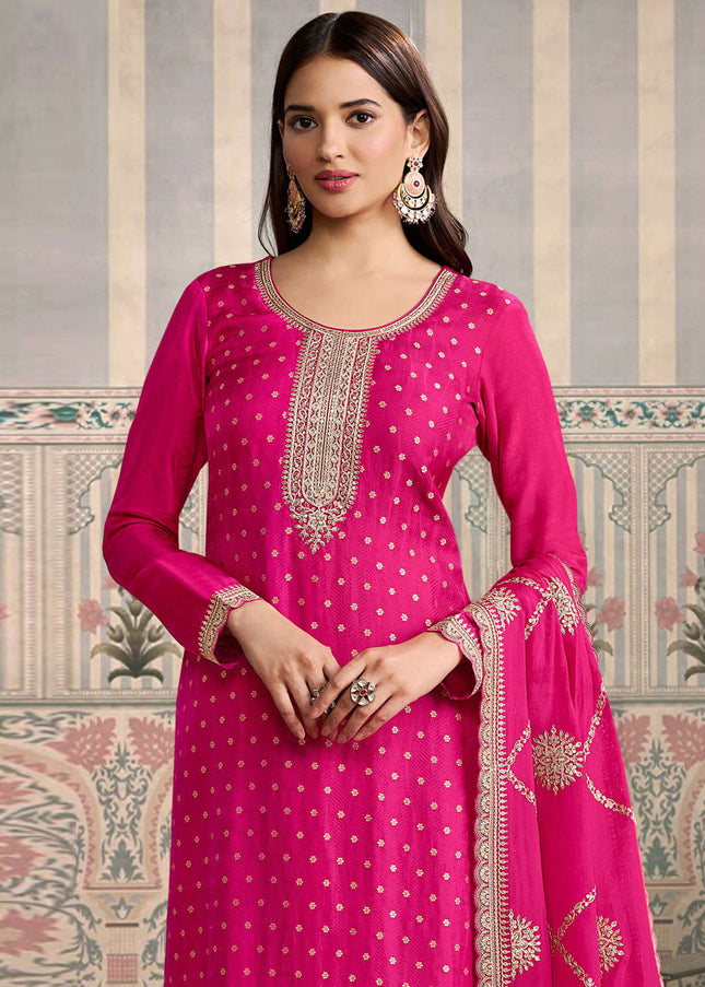 Pink Embroidered Pant Suit