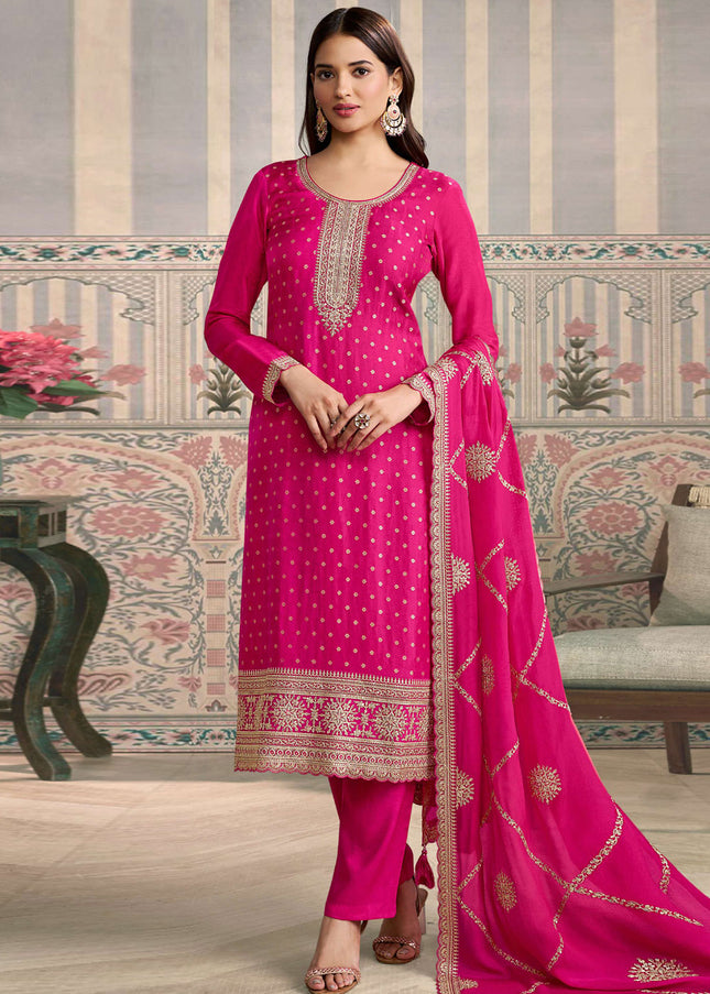 Pink Embroidered Pant Suit