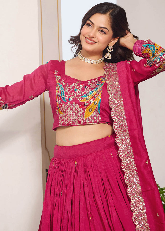 Pink Embroidered Lehenga Choli