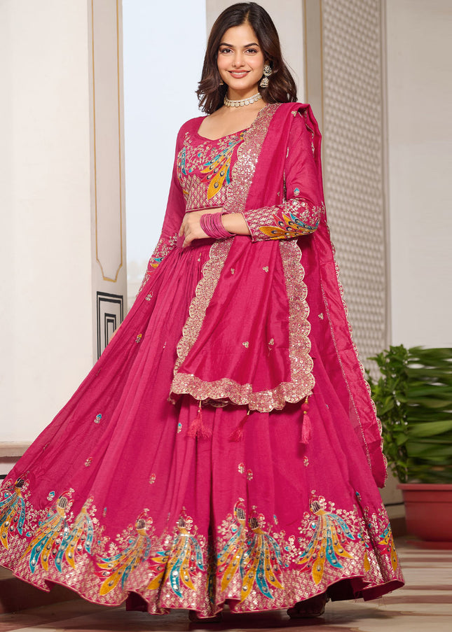 Pink Embroidered Lehenga Choli