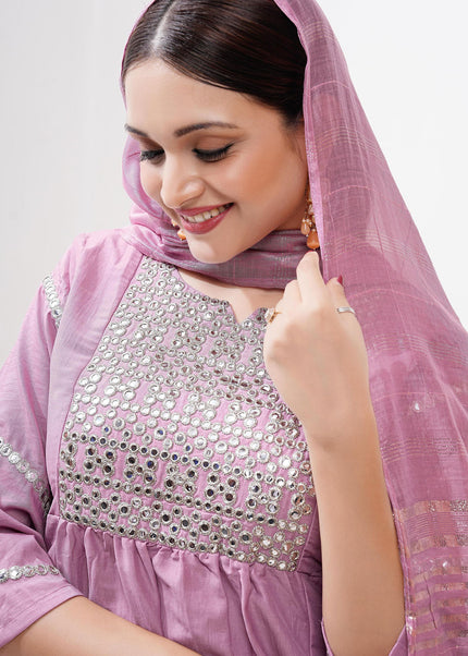 Pink Embroidered Pant Style Suit
