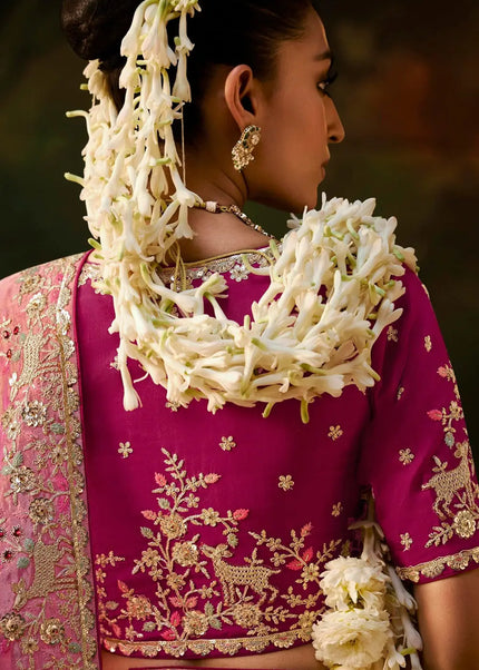 Pink Embroidered Festive Saree