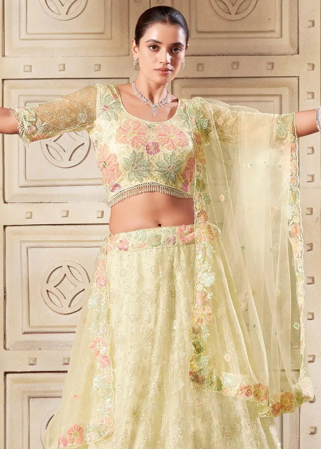 Green Embroidered Lehenga Choli