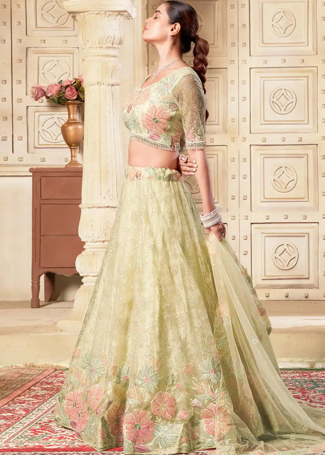 Green Embroidered Lehenga Choli