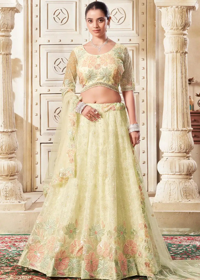 Green Embroidered Lehenga Choli