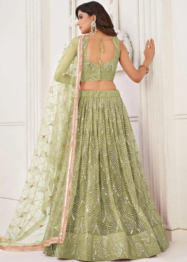 Green Embroidered Lehenga Choli