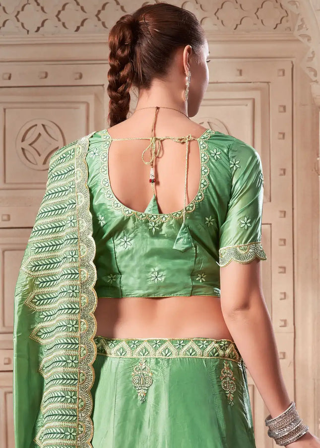 Green Embroidered Lehenga Choli