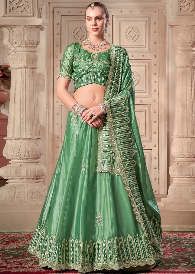 Green Embroidered Lehenga Choli