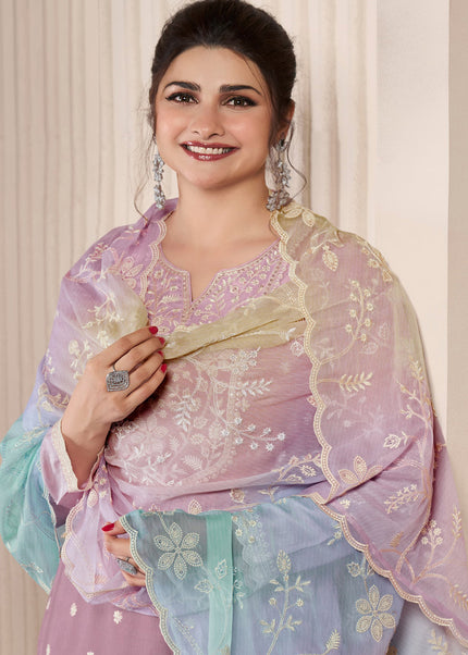 Pink Embroidered Pant Style Suit