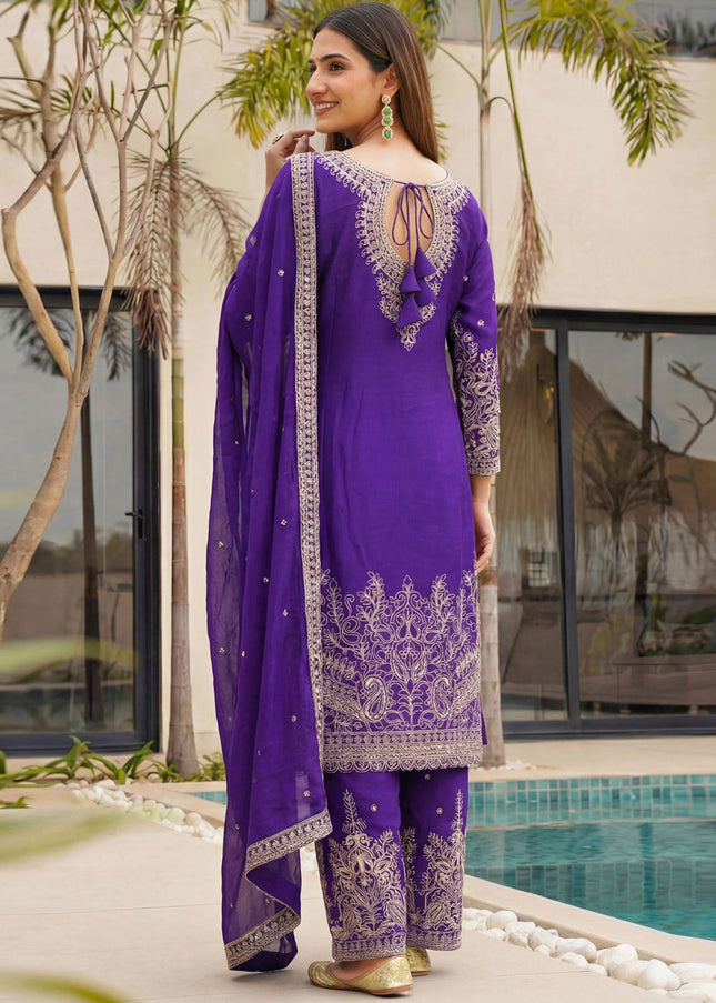 Sequins Embroidered Sharara Suit