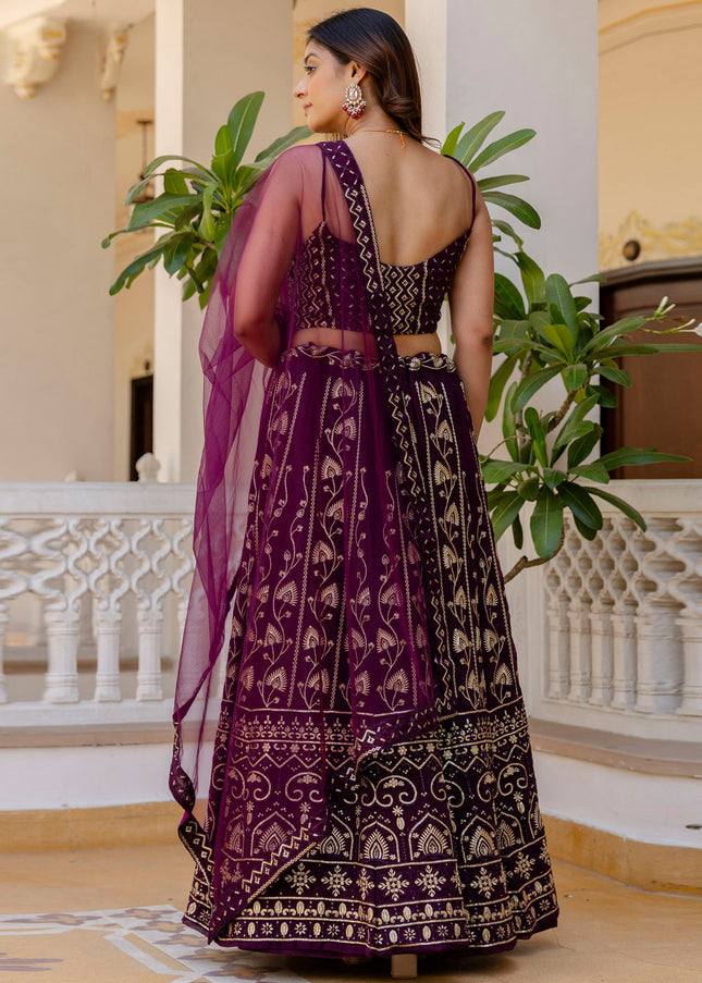Purple Embroidered Lehenga Choli