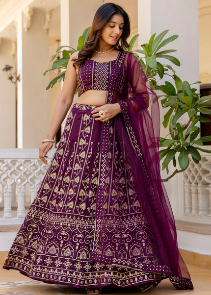 Purple Embroidered Lehenga Choli