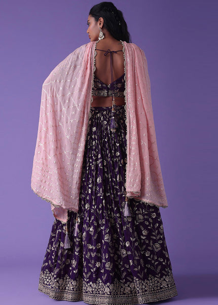 Purple Embroidered Lehenga Choli