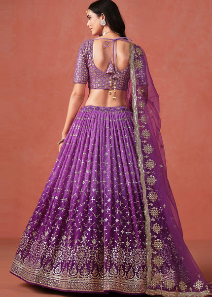 Purple Embroidered Lehenga Choli
