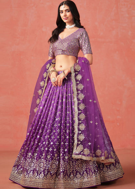 Purple Embroidered Lehenga Choli
