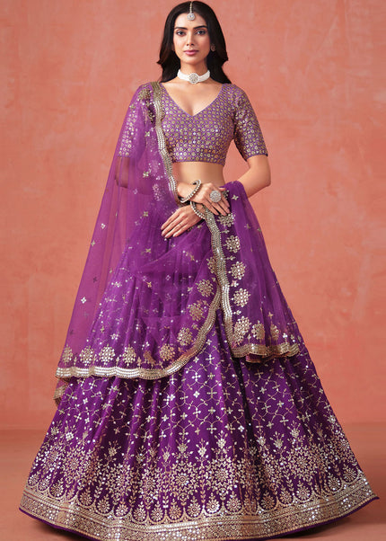 Purple Embroidered Lehenga Choli