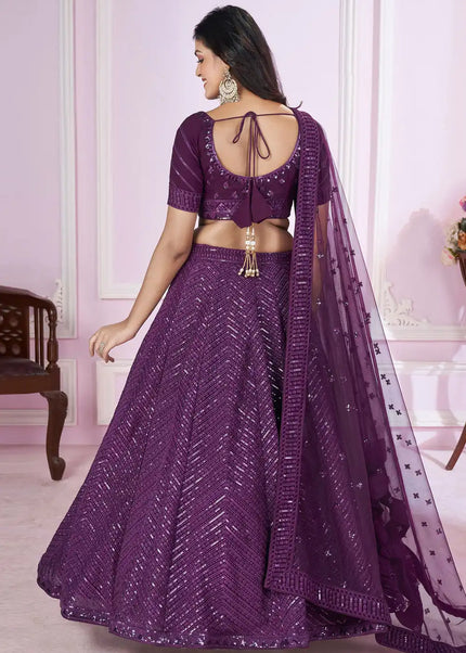 Purple Embroidered Lehenga Choli