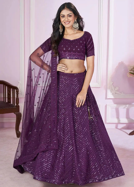 Purple Embroidered Lehenga Choli