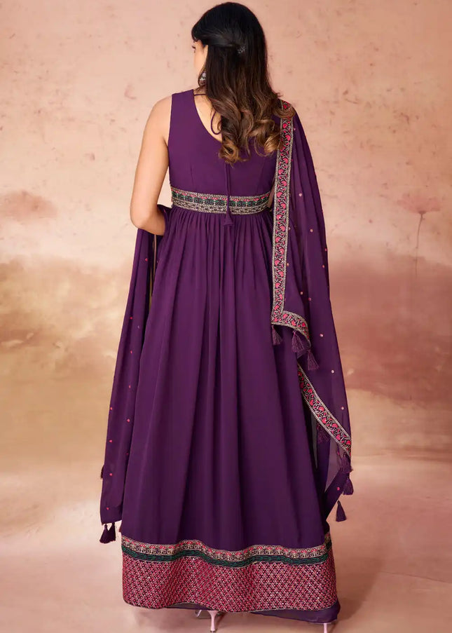 Purple Embroidered Anarkali