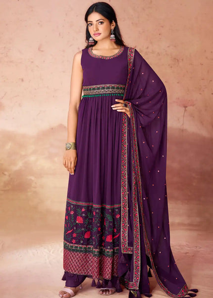Purple Embroidered Anarkali