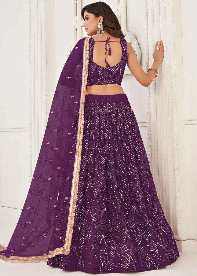 Purple Embroidered Lehenga Choli