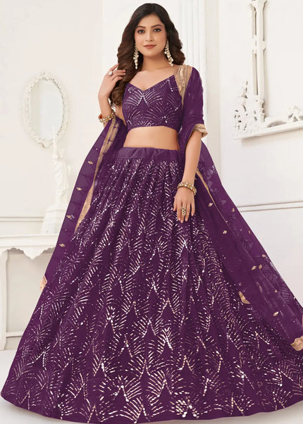 Purple Embroidered Lehenga Choli